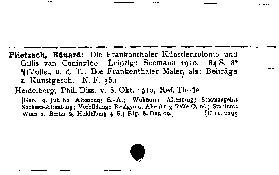 [Katalogkarte Dissertationenkatalog bis 1980]