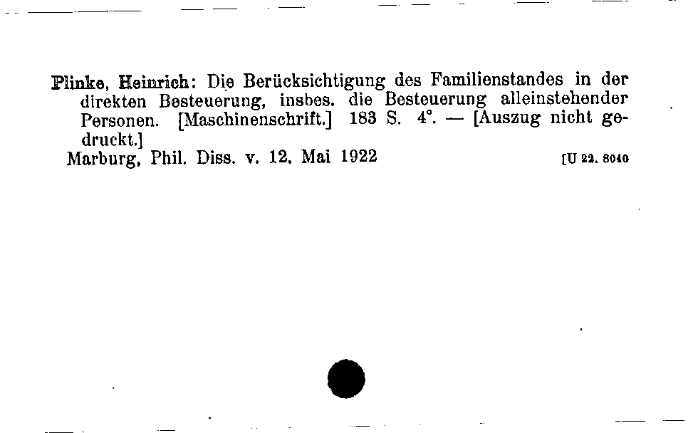 [Katalogkarte Dissertationenkatalog bis 1980]