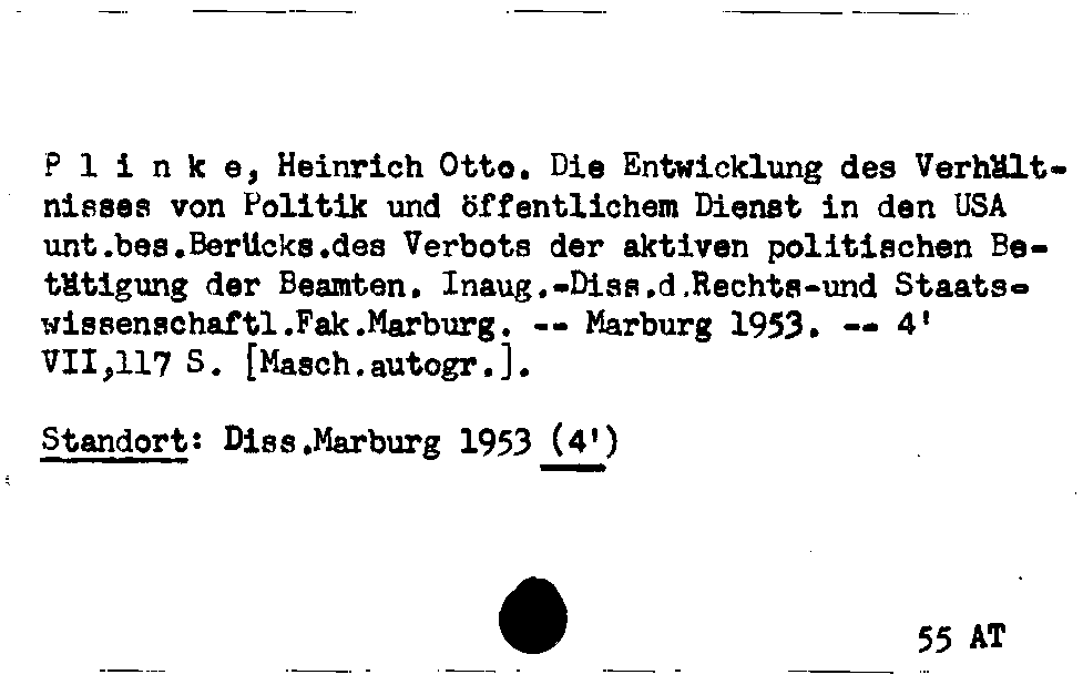 [Katalogkarte Dissertationenkatalog bis 1980]