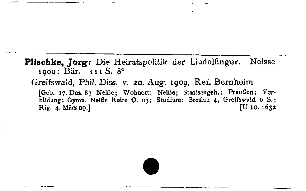 [Katalogkarte Dissertationenkatalog bis 1980]