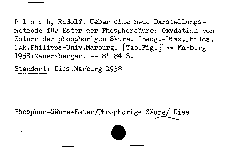 [Katalogkarte Dissertationenkatalog bis 1980]