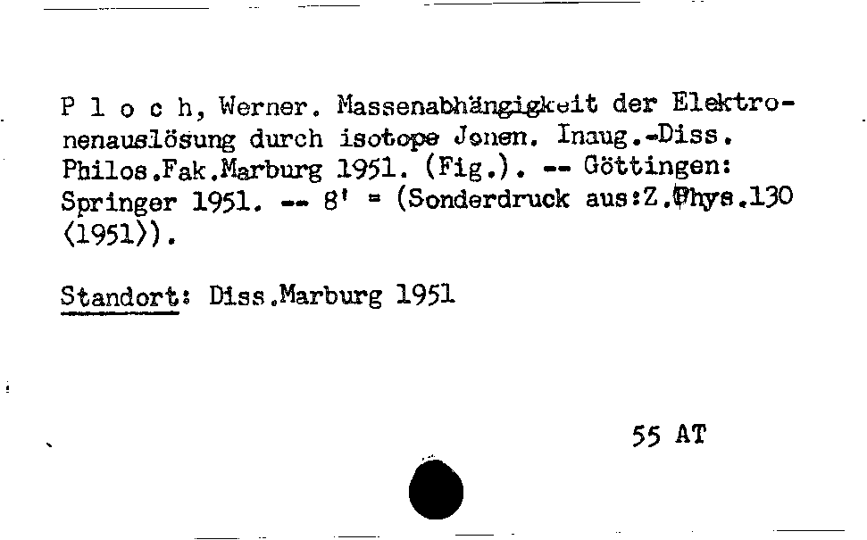 [Katalogkarte Dissertationenkatalog bis 1980]