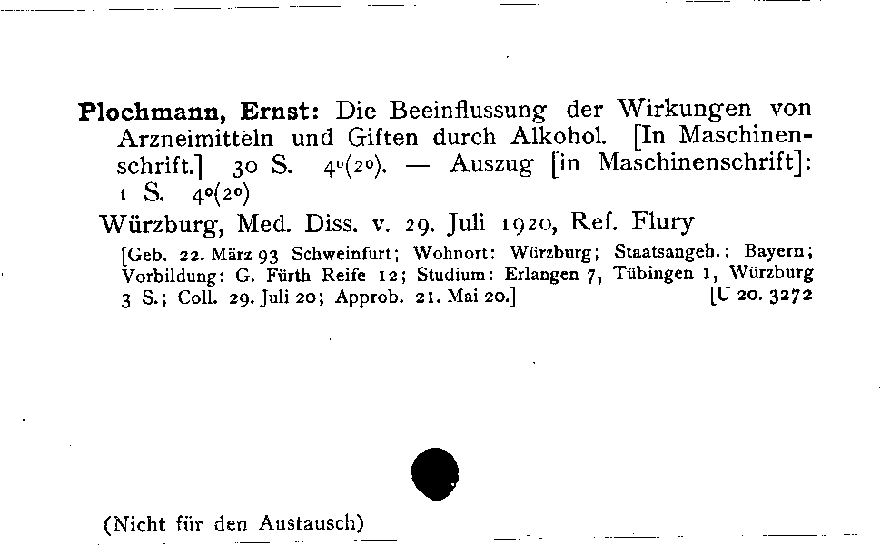 [Katalogkarte Dissertationenkatalog bis 1980]