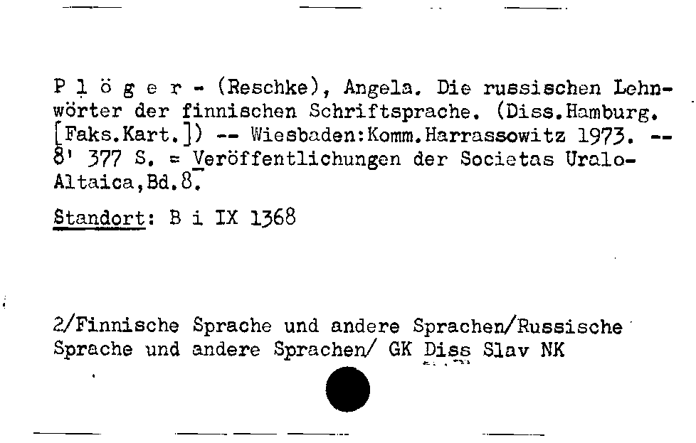 [Katalogkarte Dissertationenkatalog bis 1980]