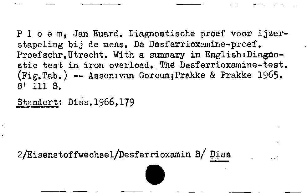 [Katalogkarte Dissertationenkatalog bis 1980]