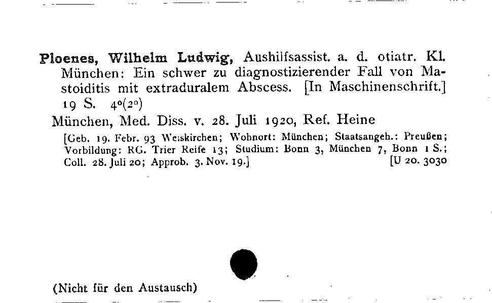 [Katalogkarte Dissertationenkatalog bis 1980]