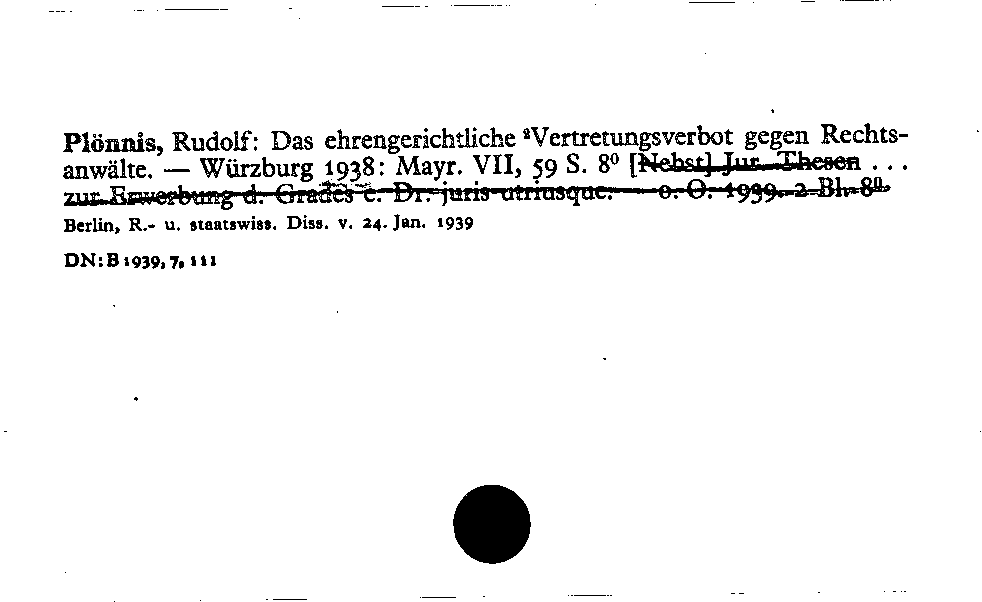 [Katalogkarte Dissertationenkatalog bis 1980]