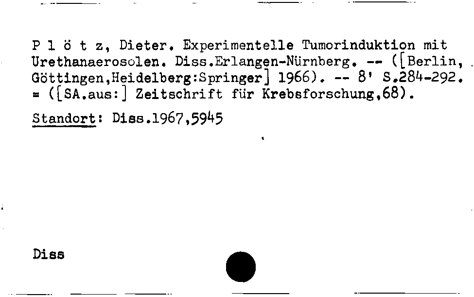 [Katalogkarte Dissertationenkatalog bis 1980]