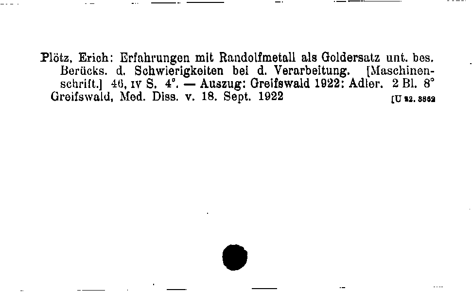 [Katalogkarte Dissertationenkatalog bis 1980]