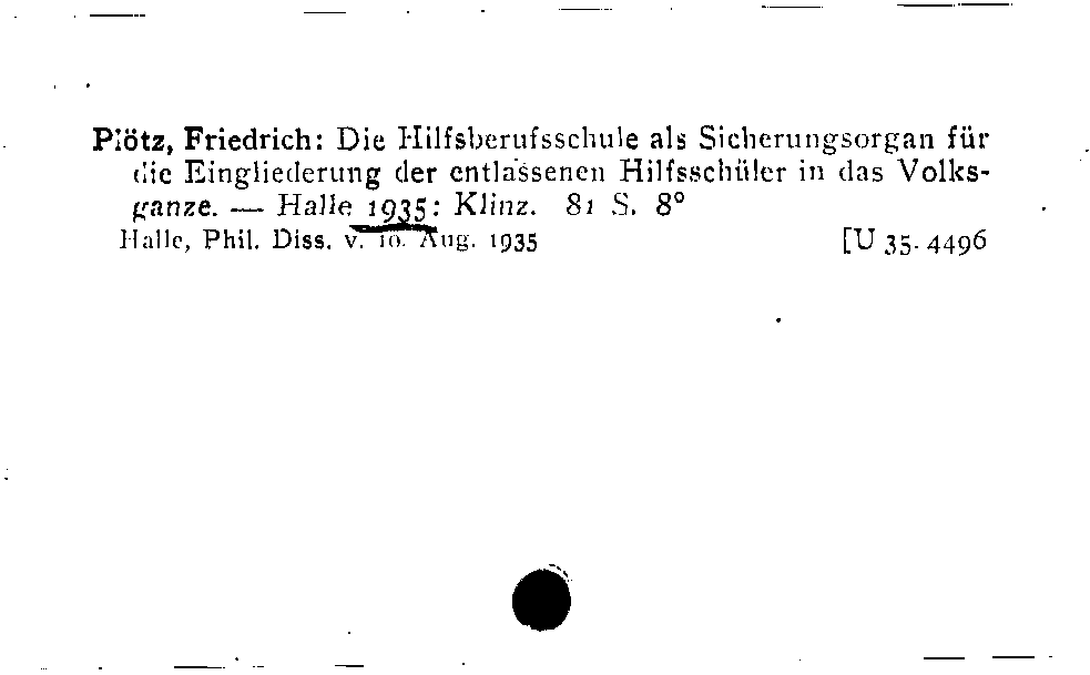 [Katalogkarte Dissertationenkatalog bis 1980]