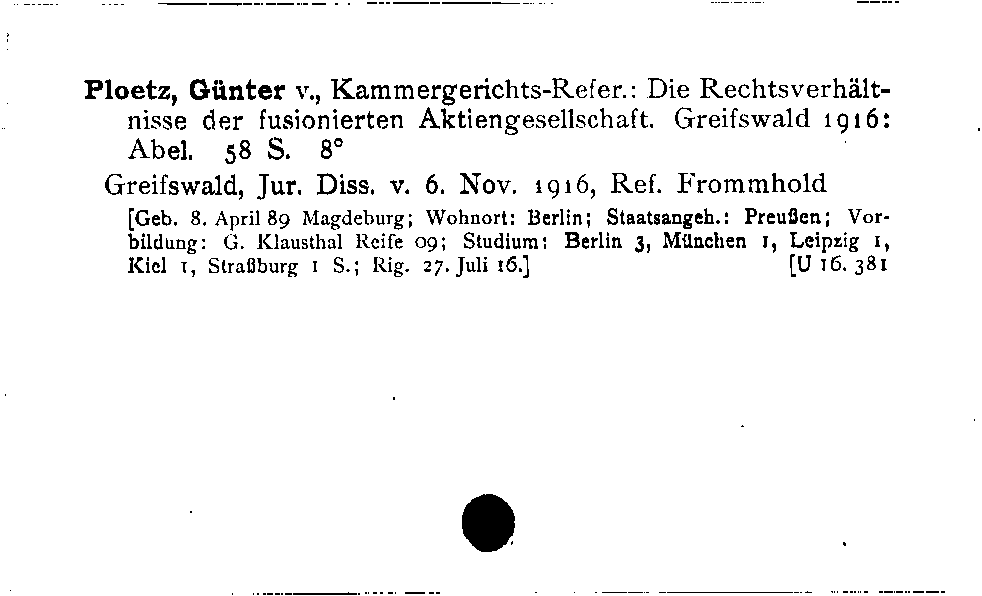 [Katalogkarte Dissertationenkatalog bis 1980]