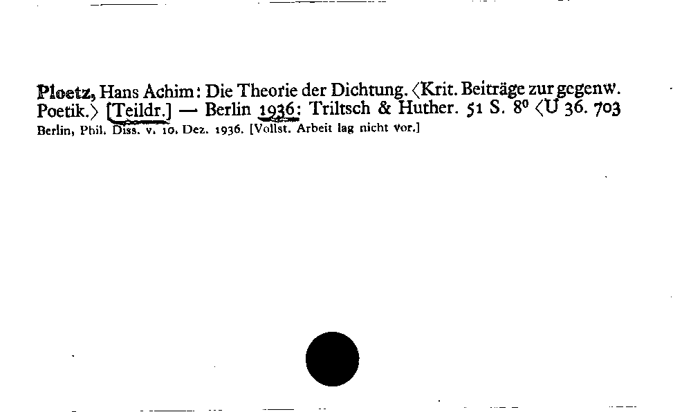 [Katalogkarte Dissertationenkatalog bis 1980]