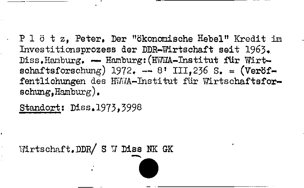 [Katalogkarte Dissertationenkatalog bis 1980]