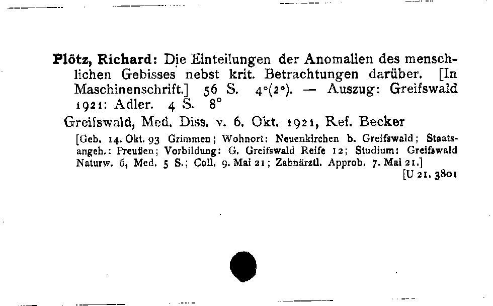 [Katalogkarte Dissertationenkatalog bis 1980]