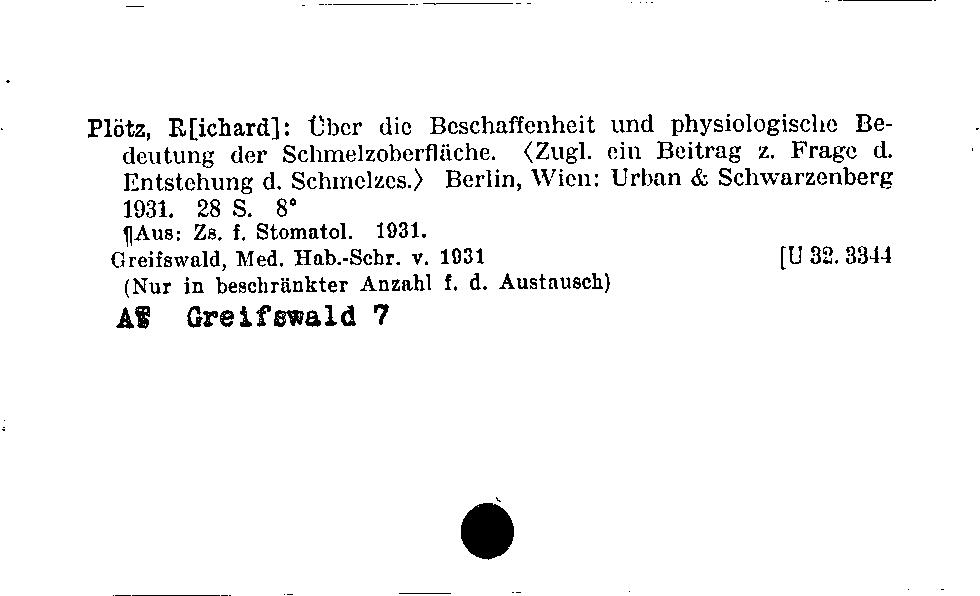 [Katalogkarte Dissertationenkatalog bis 1980]