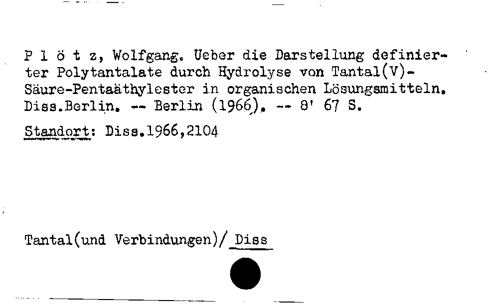 [Katalogkarte Dissertationenkatalog bis 1980]