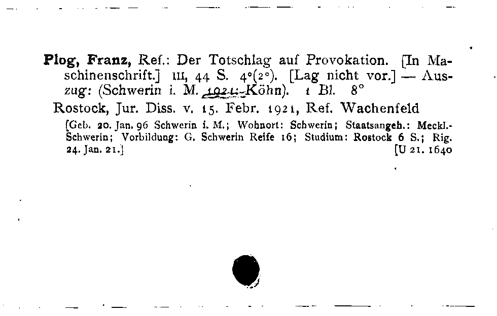 [Katalogkarte Dissertationenkatalog bis 1980]