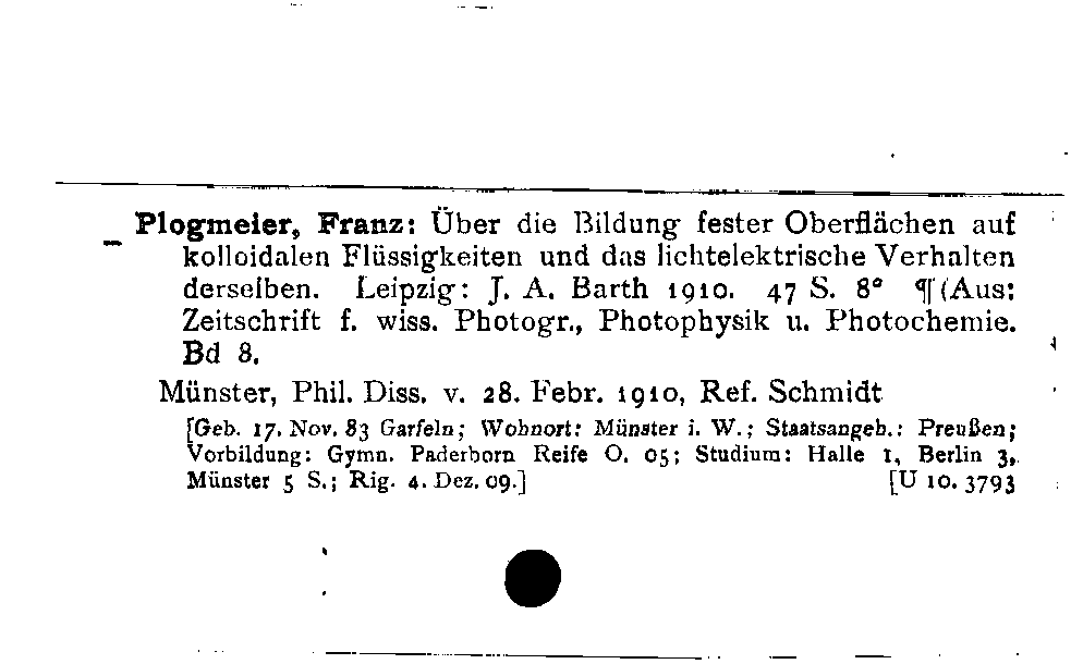 [Katalogkarte Dissertationenkatalog bis 1980]