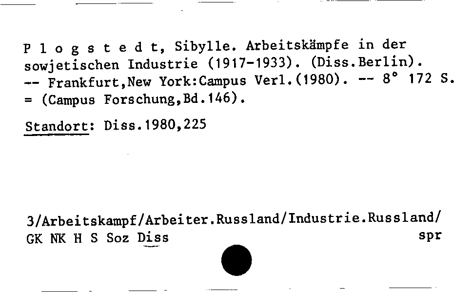 [Katalogkarte Dissertationenkatalog bis 1980]