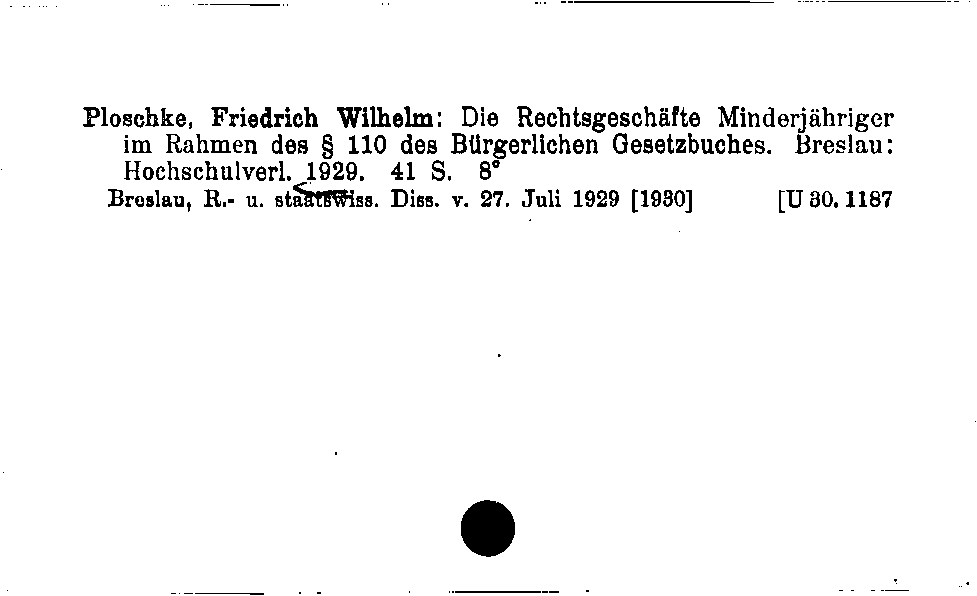 [Katalogkarte Dissertationenkatalog bis 1980]