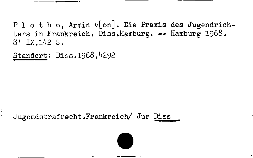 [Katalogkarte Dissertationenkatalog bis 1980]