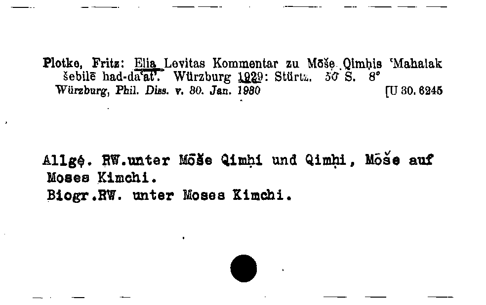 [Katalogkarte Dissertationenkatalog bis 1980]