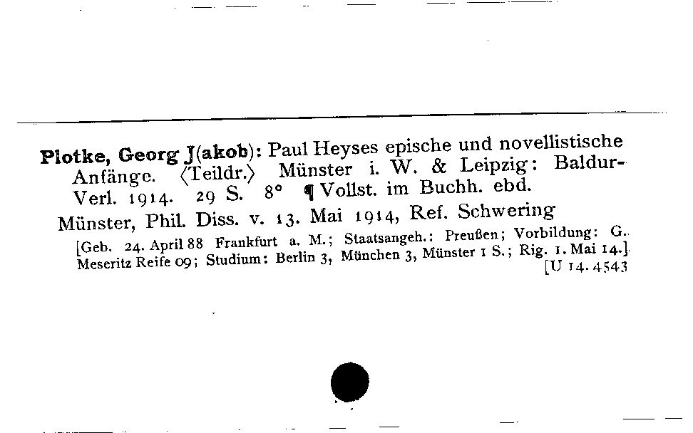 [Katalogkarte Dissertationenkatalog bis 1980]