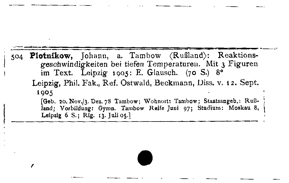 [Katalogkarte Dissertationenkatalog bis 1980]