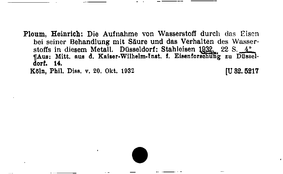 [Katalogkarte Dissertationenkatalog bis 1980]