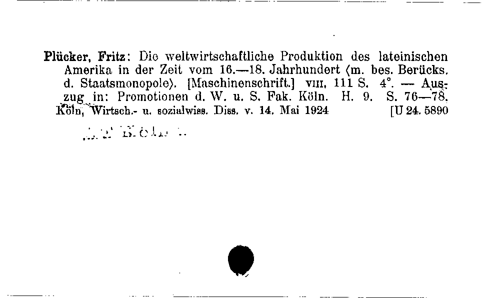 [Katalogkarte Dissertationenkatalog bis 1980]