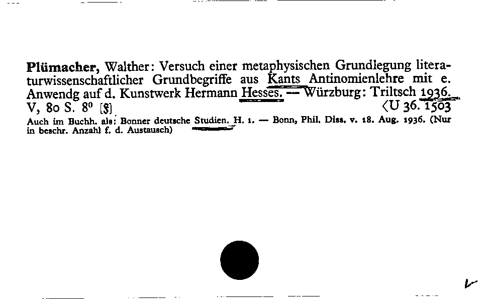 [Katalogkarte Dissertationenkatalog bis 1980]