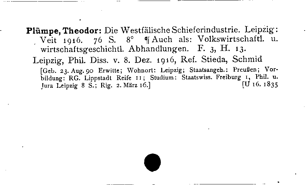 [Katalogkarte Dissertationenkatalog bis 1980]