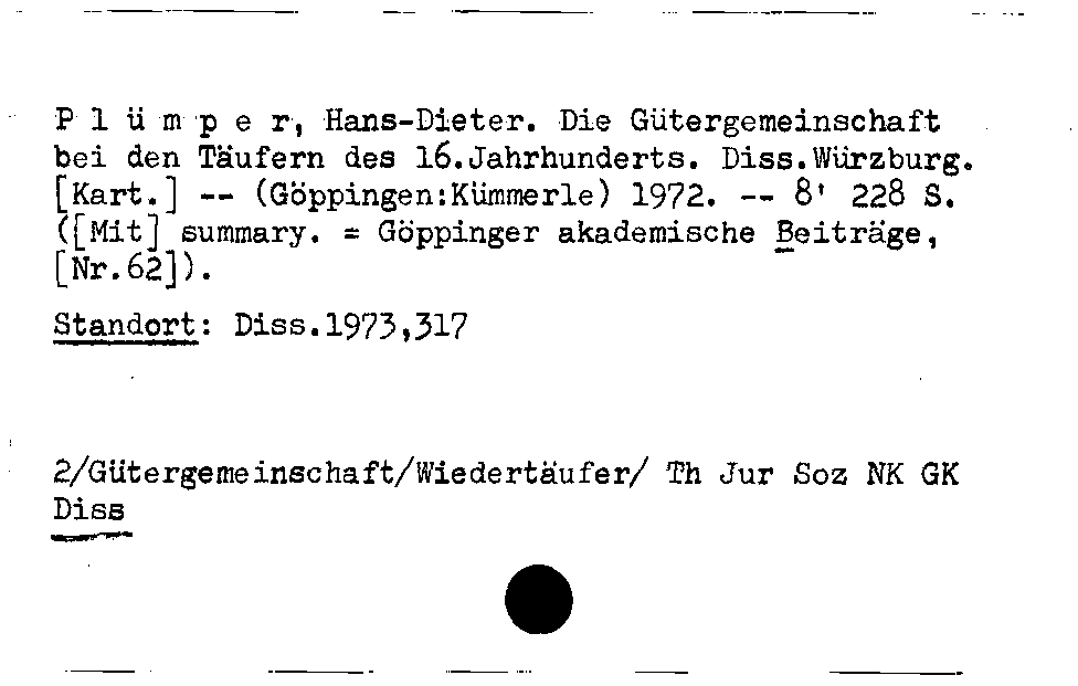 [Katalogkarte Dissertationenkatalog bis 1980]