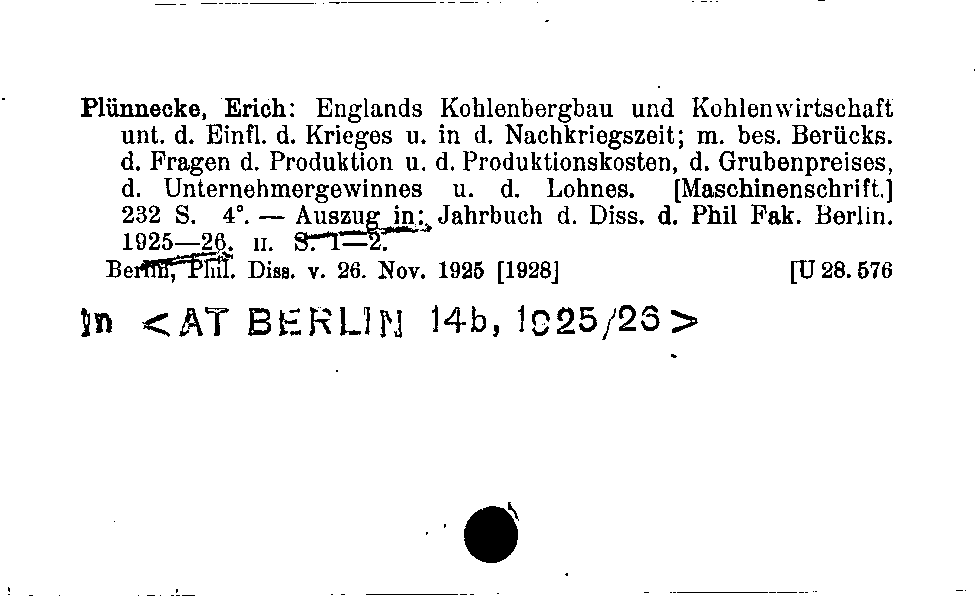 [Katalogkarte Dissertationenkatalog bis 1980]