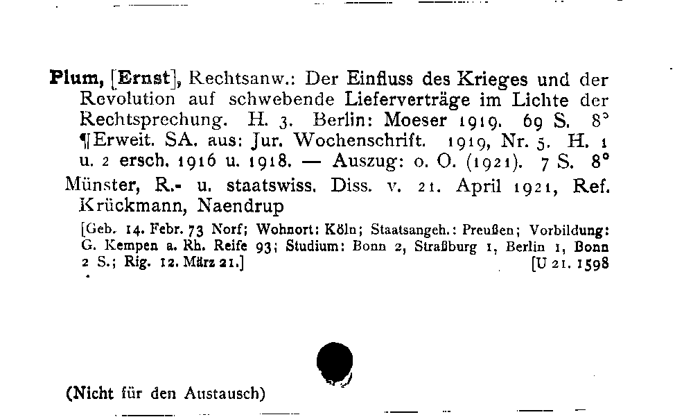 [Katalogkarte Dissertationenkatalog bis 1980]