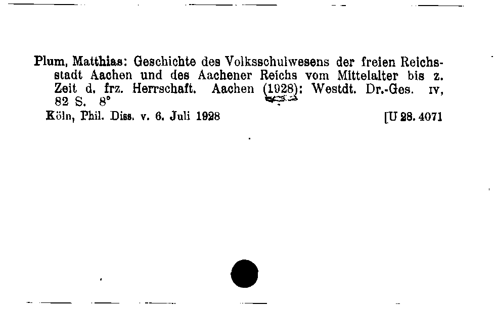 [Katalogkarte Dissertationenkatalog bis 1980]