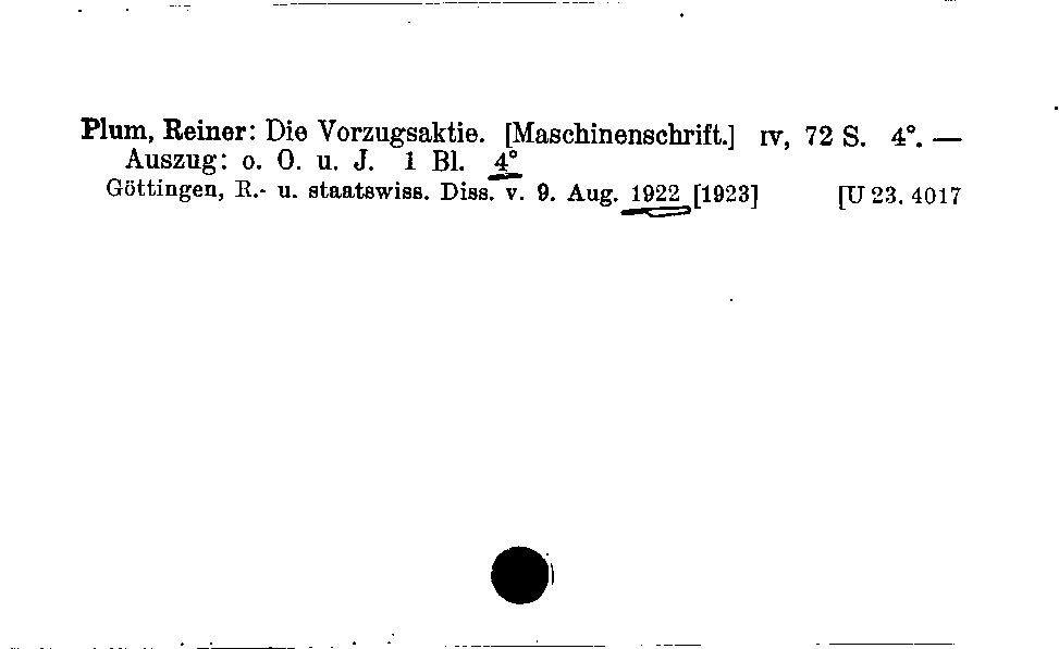 [Katalogkarte Dissertationenkatalog bis 1980]