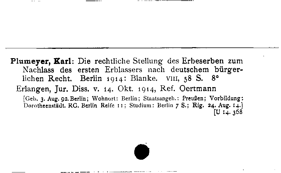 [Katalogkarte Dissertationenkatalog bis 1980]