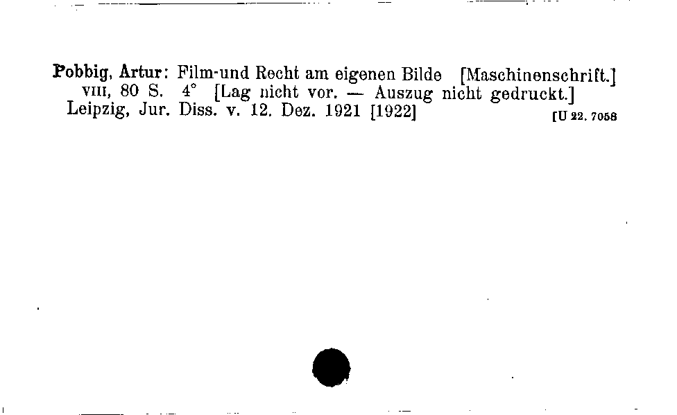 [Katalogkarte Dissertationenkatalog bis 1980]