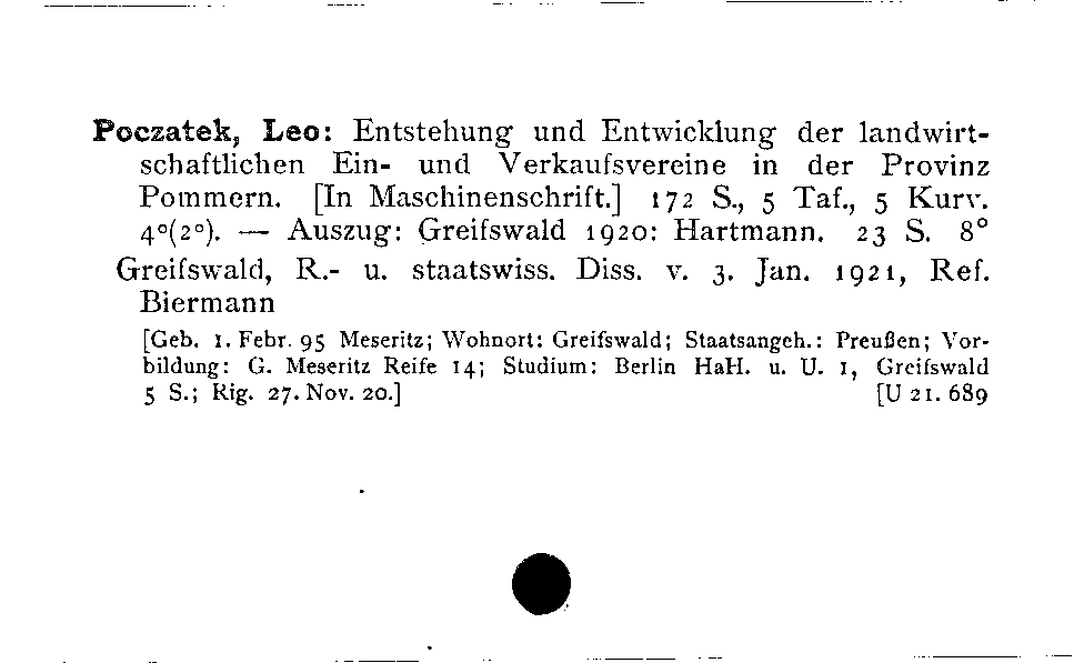 [Katalogkarte Dissertationenkatalog bis 1980]