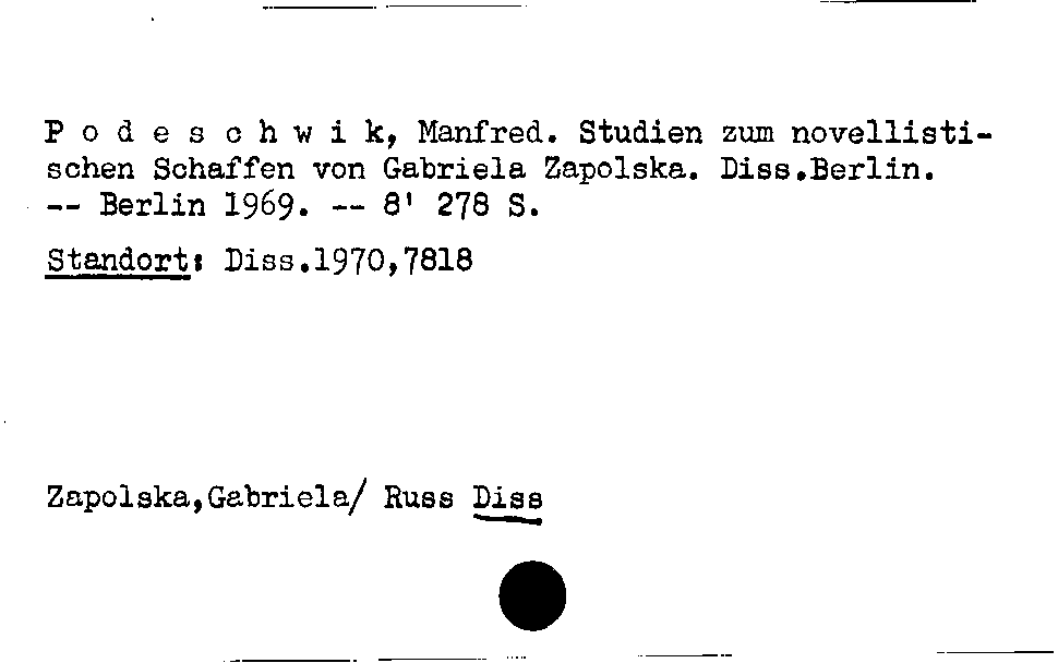 [Katalogkarte Dissertationenkatalog bis 1980]