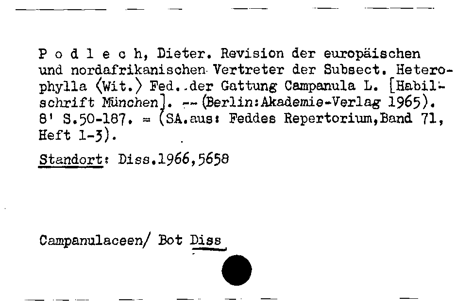 [Katalogkarte Dissertationenkatalog bis 1980]