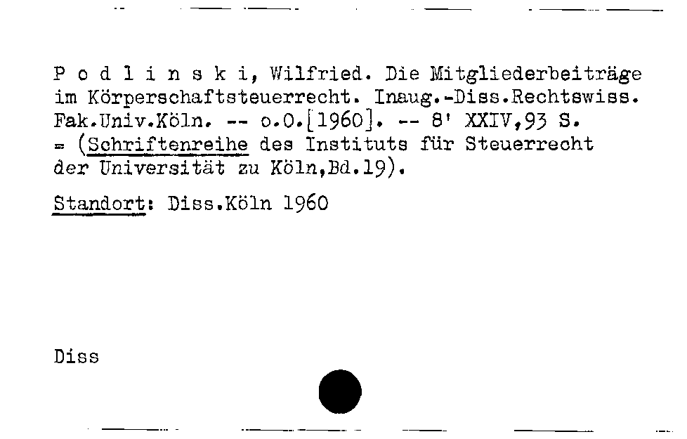 [Katalogkarte Dissertationenkatalog bis 1980]