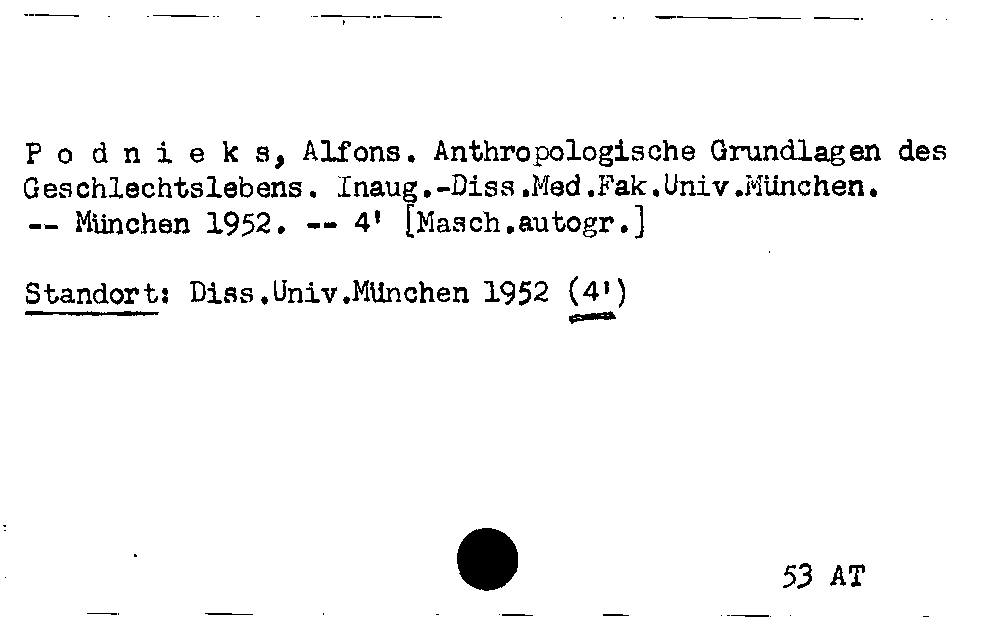 [Katalogkarte Dissertationenkatalog bis 1980]