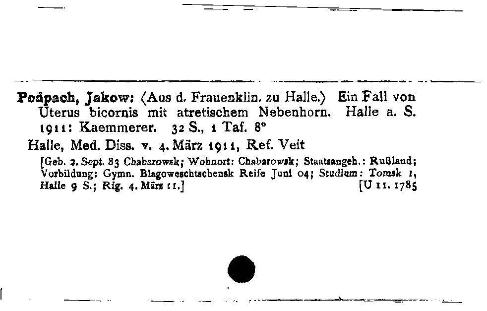 [Katalogkarte Dissertationenkatalog bis 1980]