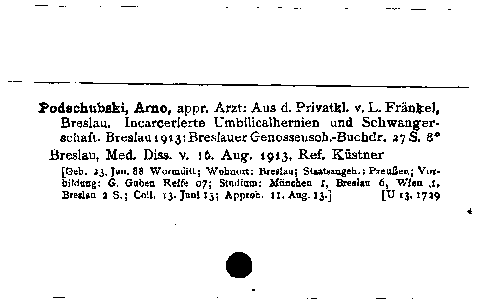 [Katalogkarte Dissertationenkatalog bis 1980]