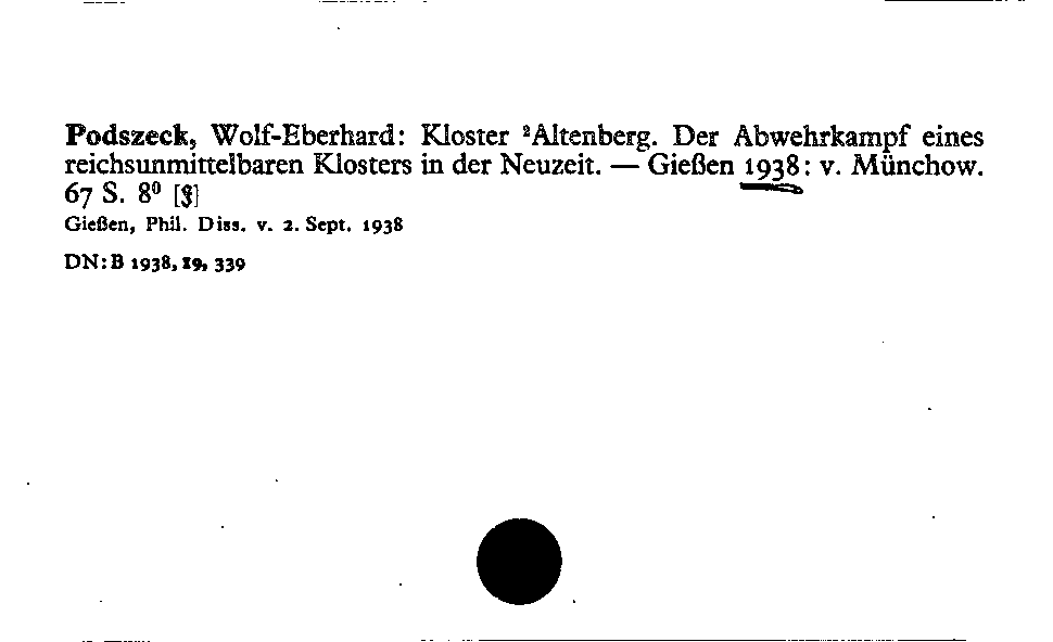 [Katalogkarte Dissertationenkatalog bis 1980]