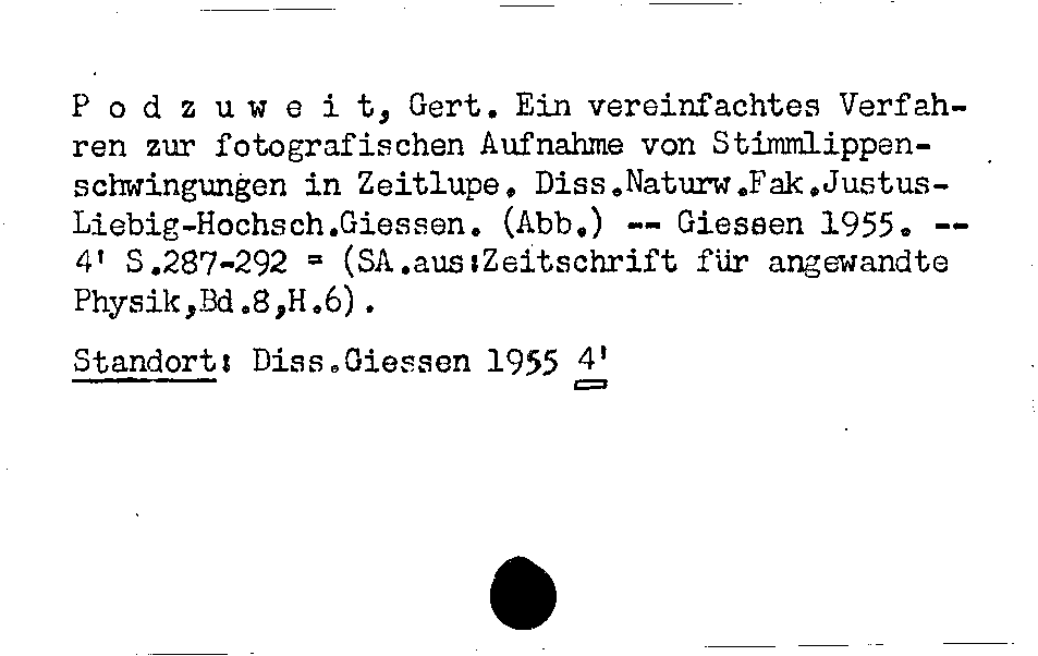 [Katalogkarte Dissertationenkatalog bis 1980]