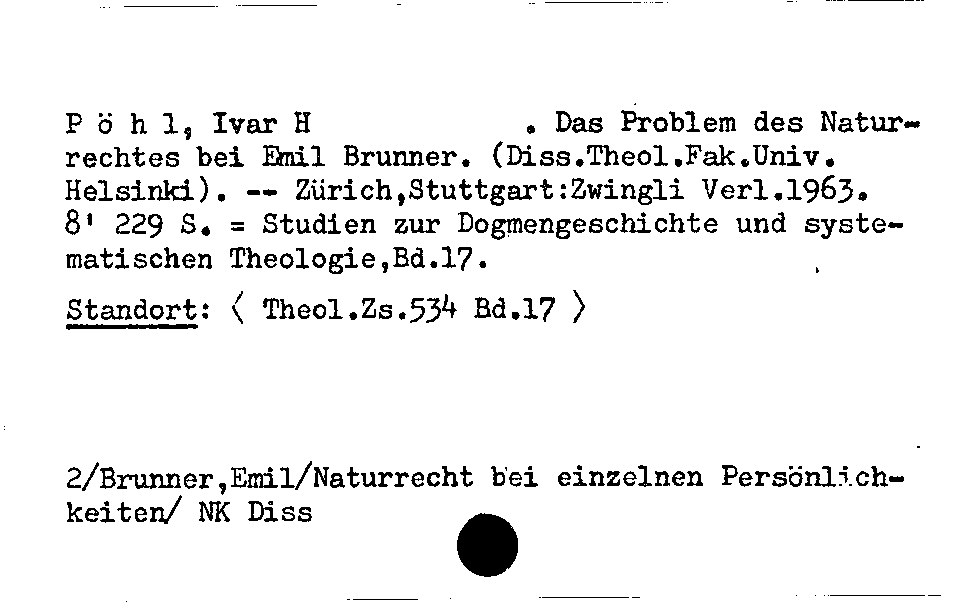 [Katalogkarte Dissertationenkatalog bis 1980]