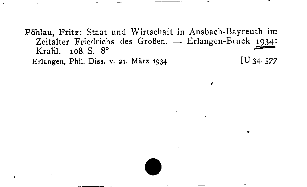 [Katalogkarte Dissertationenkatalog bis 1980]